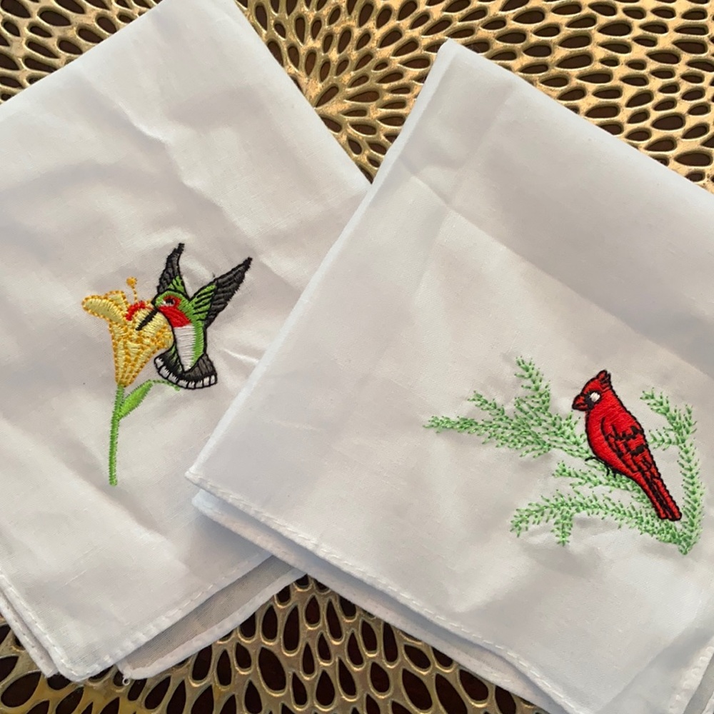 handkerchiefs 2 embroidered 3 for $20 sale